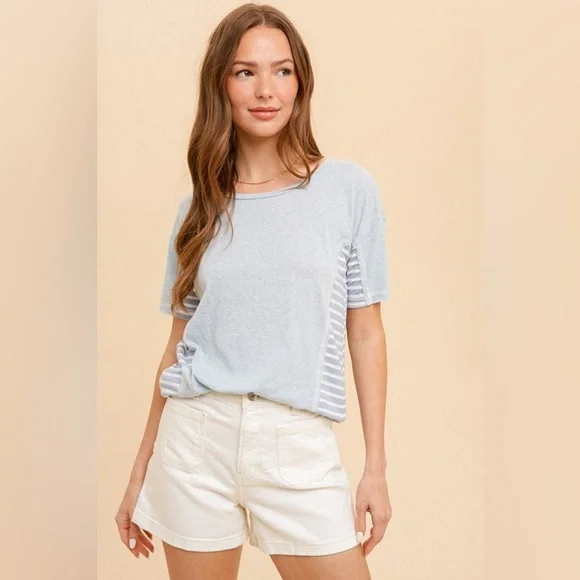 HT8 Hem & Thread Stripe Contrast tee blue and white - Picture 3 of 5